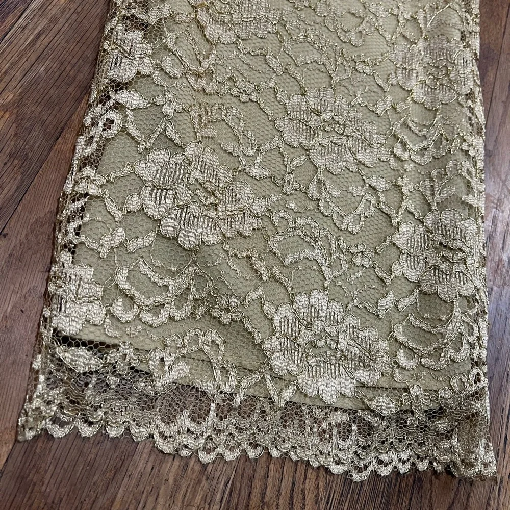 Vintage Theo Miles Gold Lace Pants 90’s Holiday Thanksgiving Christmas NYE - Picture 3 of 5